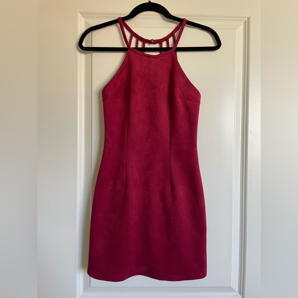 Urban Outfitters Suede Bodycon Mini Dress in Red